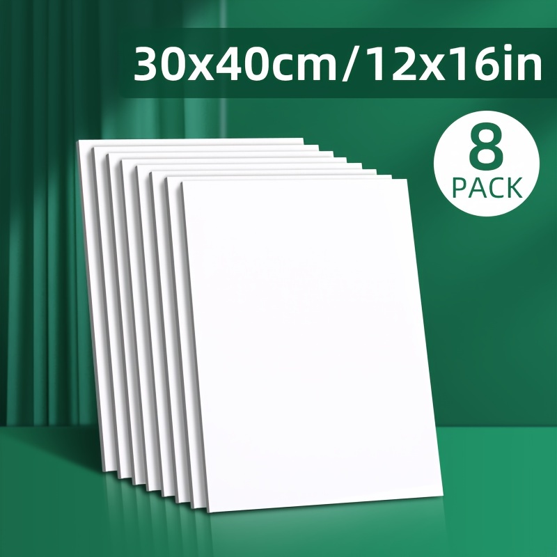 Pack of 4 Stretched Canvas for Painting Primed 30x40cm,12x16 inch,100%  Cotton Blank Canvas Boards for Painting 8 oz Gesso-Primed