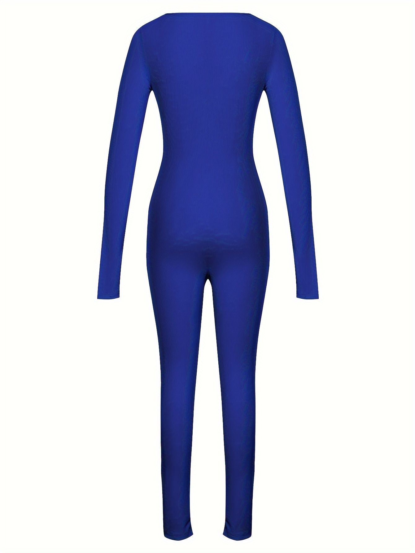 Solid Crew Neck Long Sleeve Bodycon Jumpsuit Sports Yoga - Temu