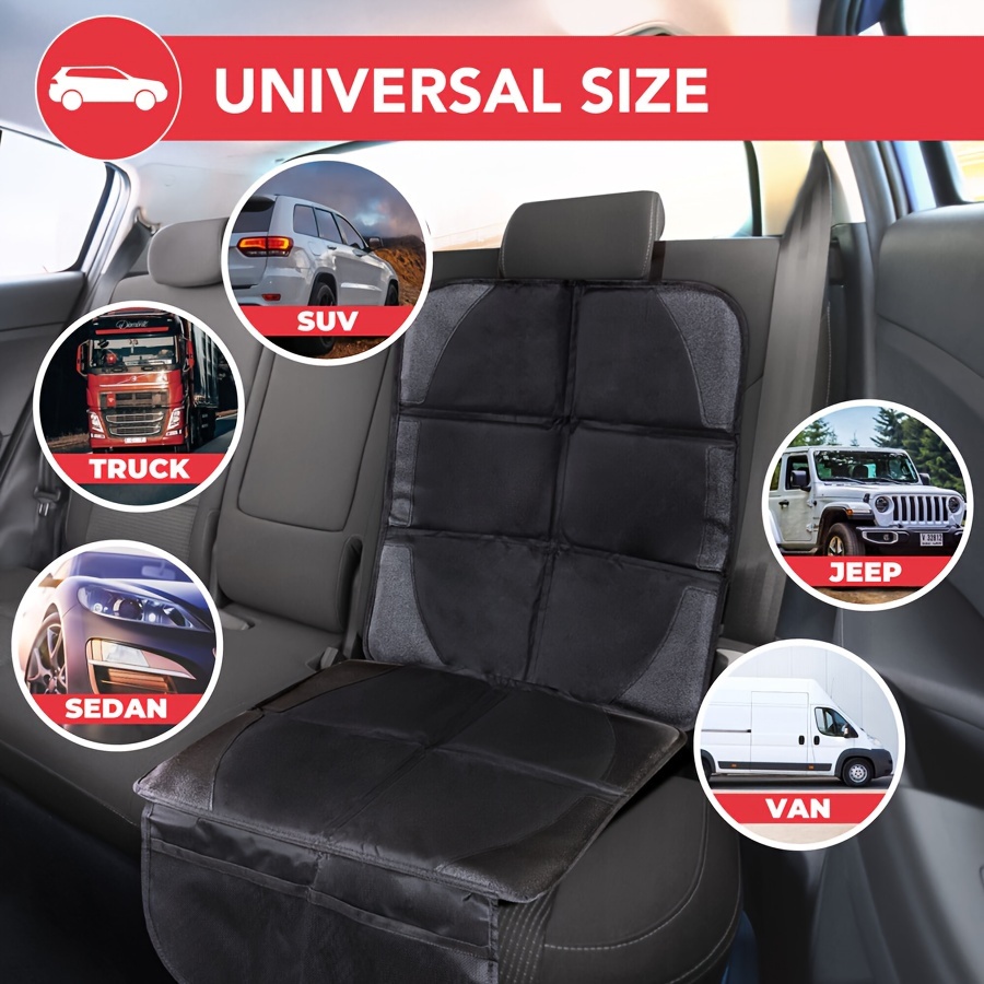 Car Seat Protector, Large Car Seat Protector Seat With The Thickest Padding  And Anti-slip Net Pocket Car Seat Cushion Suv - Temu