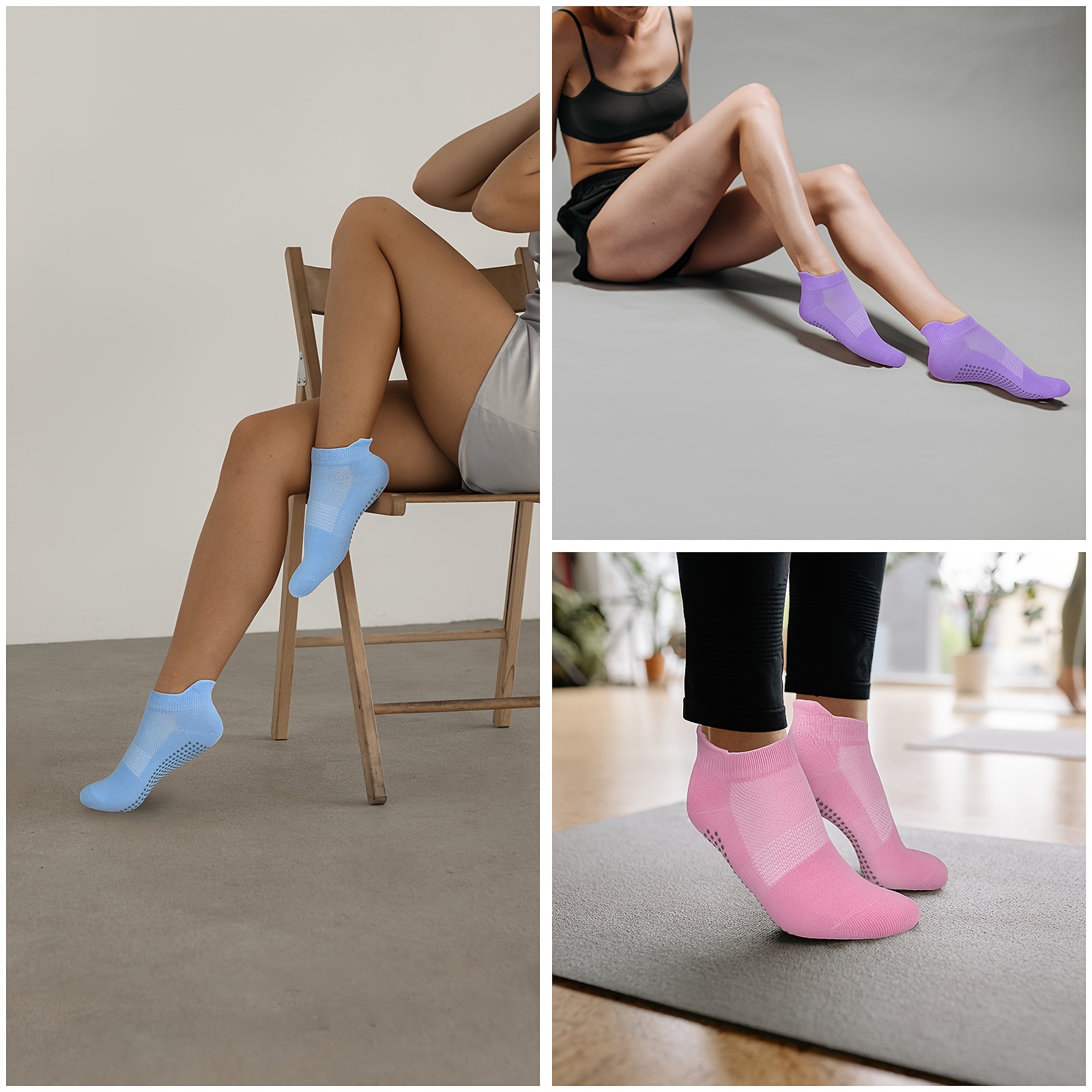 6Pairs Yoga Full Toe Socks with Grips, Pilates, Barre, Dance, Anti