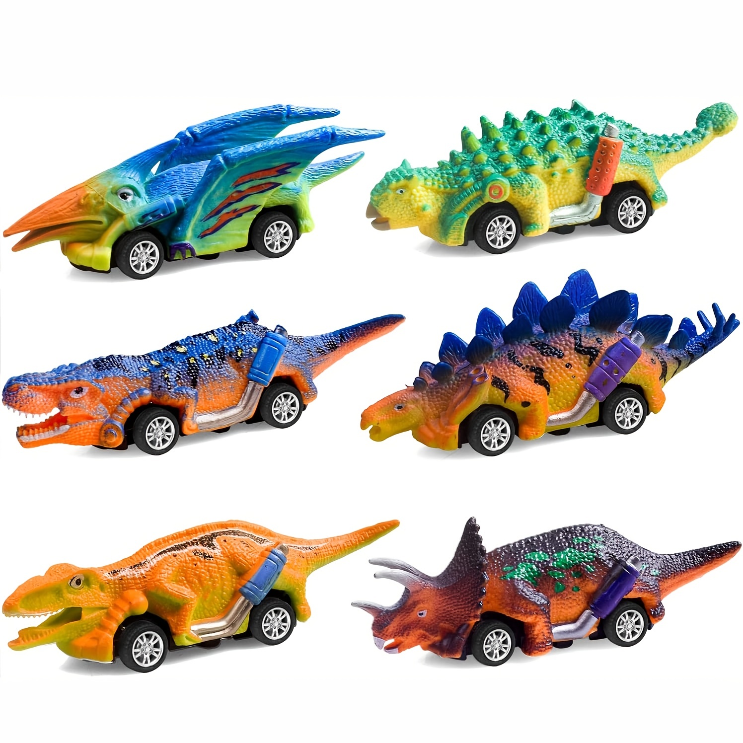  DINOBROS Coches de juguete de dinosaurio, paquete de 6