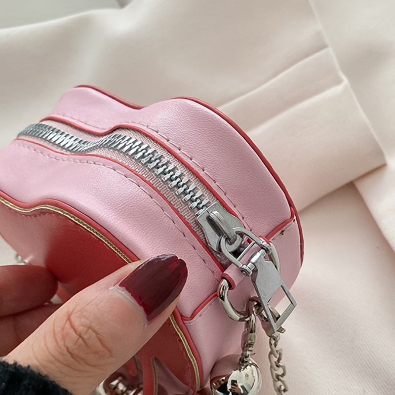 Pink Heart Shaped Handbag, Pink Heart Pearl Strap Bag