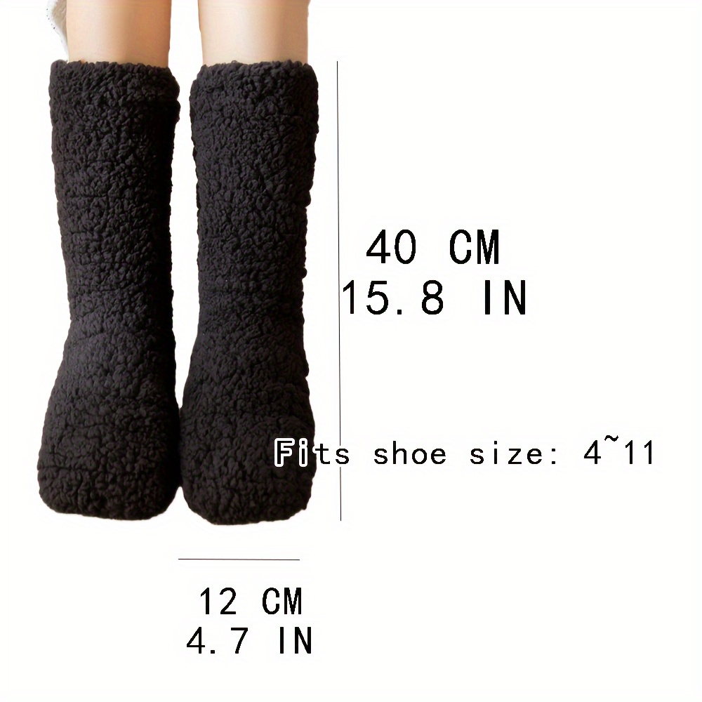 Solid Color Fuzzy Socks Women Non slip Cozy Soft Winter Warm - Temu Canada