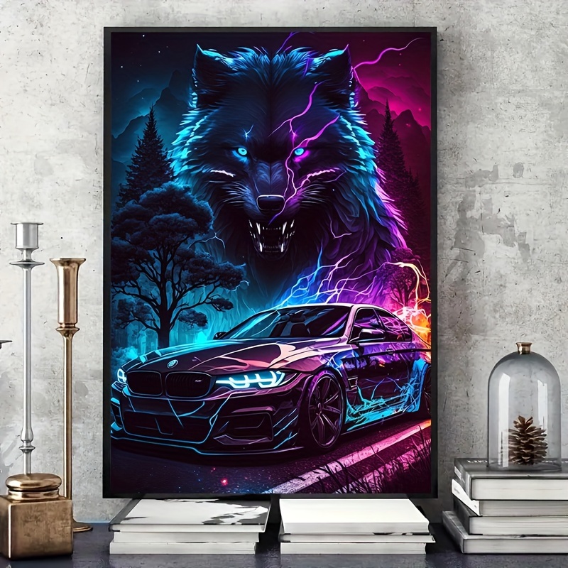 Wolf Poster Super Neon Germany Temu - Abstrakte Car Kunst 1pc