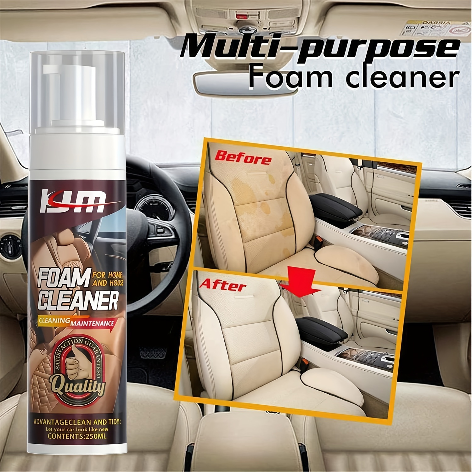 Ovzne Super Cleaner Effective Car Interior Cleaner Leather Car Seat Cleaner  Stain Remover For Carpet, Upholstery, Fabric, Sofa Car Headliner Seat