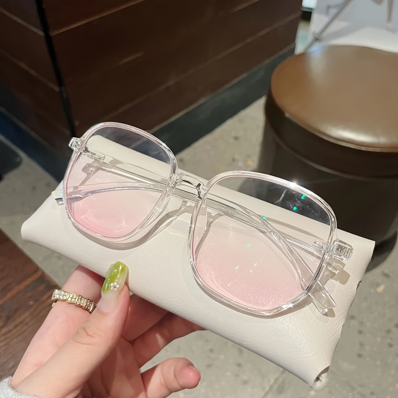 Square Casual Eyeglasses Gradient Women Driving Glasses