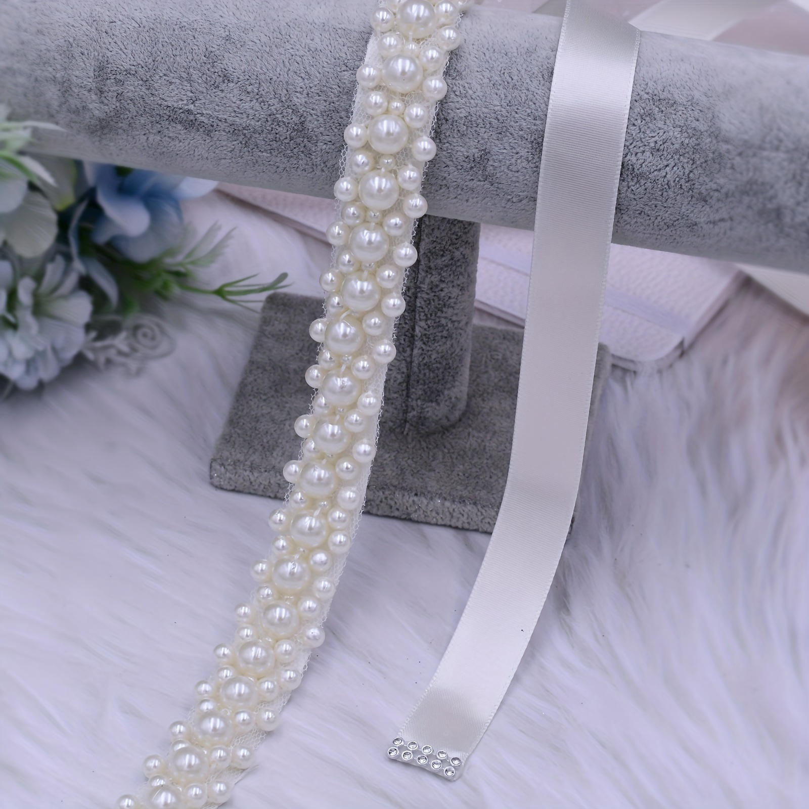 Women's Pearl Waist Chain Girdle Bride's Wedding Dress Decoration Chiffon  Tie Fine Belt Elegant Fashion Accessories