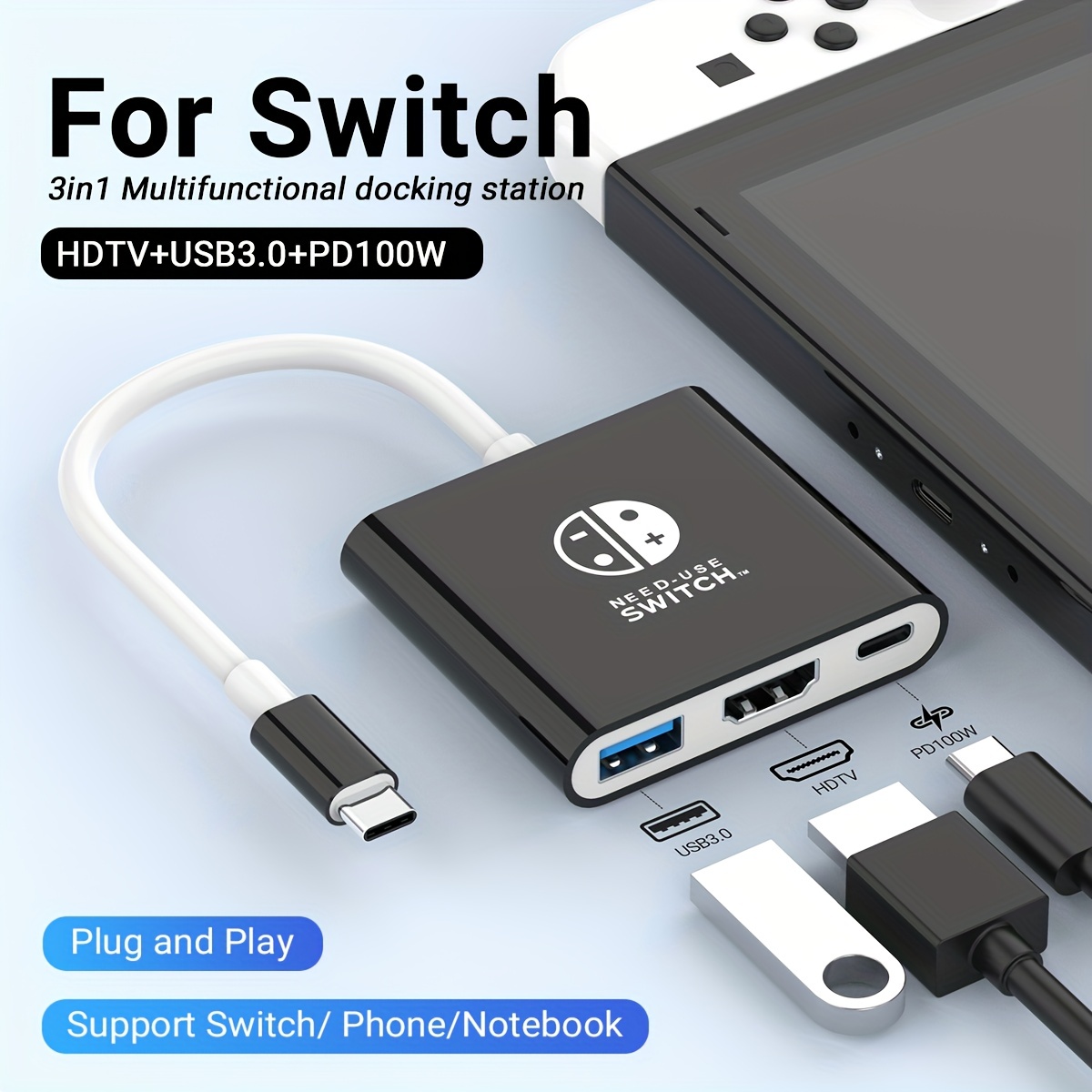 Station d'accueil pour Nintendo Switch,adaptateur HDMI compatible et mode  TV - Noir