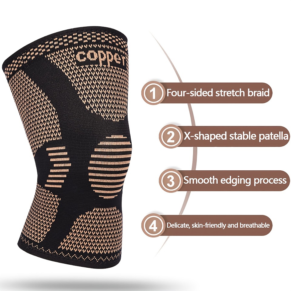 Copper Knee Support Compression Sleeve Brace Sport Joint Pain Relief  Arthritis Q