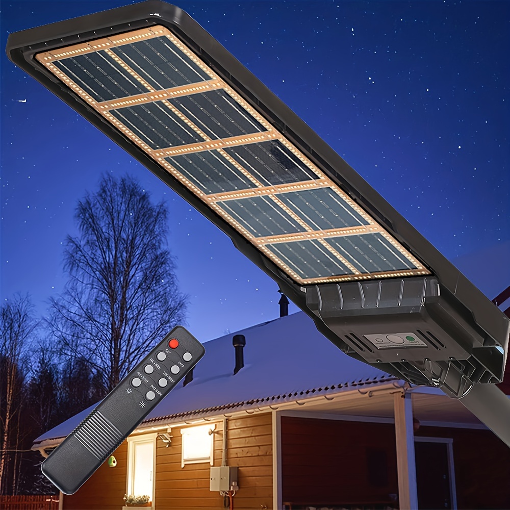 Farola Solar Potente Exteriores, 350led, 6500k, Ip65, Resistente Agua,  Garaje, Jardín Terraza, 1 Ud., Ahorra Dinero En Temu