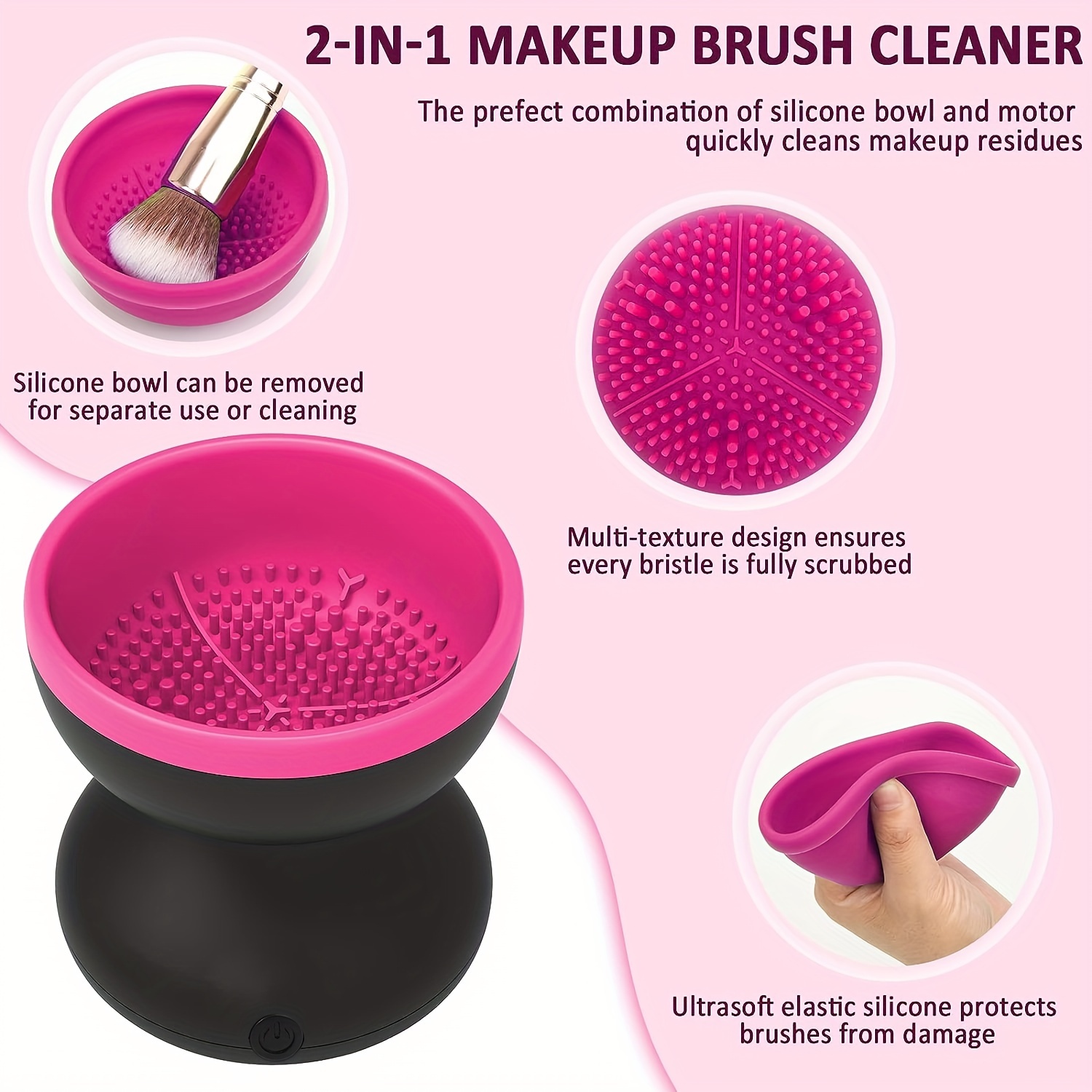 Electric Makeup Brush Cleaner Machine, Portable Automatic USB Cosmetic  Brushes Cleaner Cleanser Tool For All Size Beauty Makeup Brush Set, Liquid  Foun