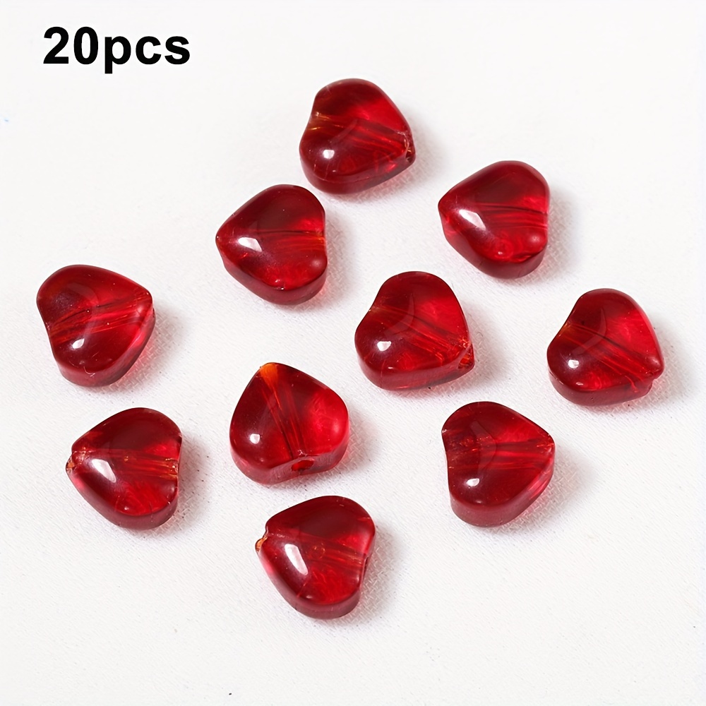 20pcs 6mm Love Mix Red Color Glass Loose Spacer Beads For Necklace Bracelet Jewelry Making Supplies
