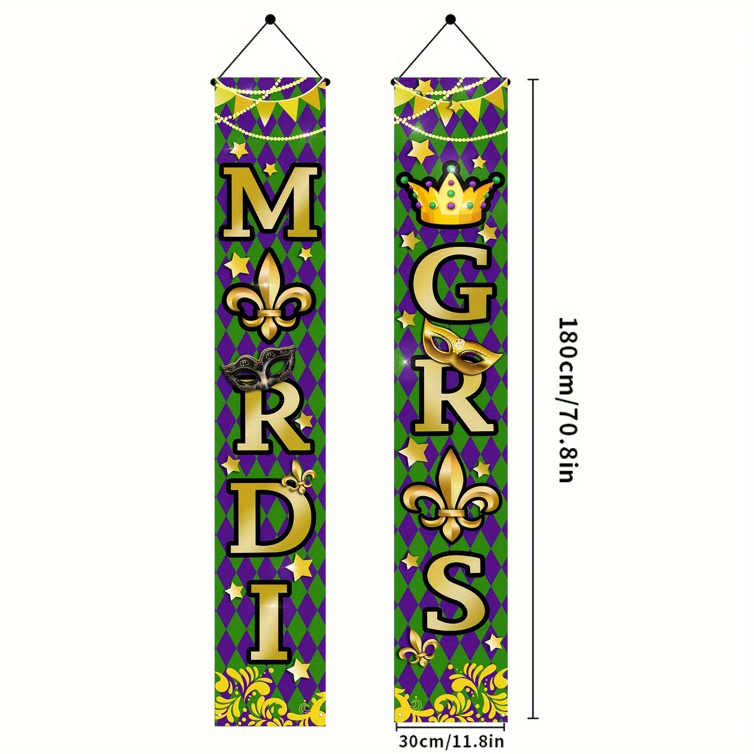 Mardi Gras Porch Banner Sign Purple Golden Carnival Front - Temu