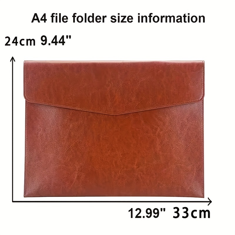 Leather Business Folder Office Supplies Classic Snap Document Bag File  Organizer