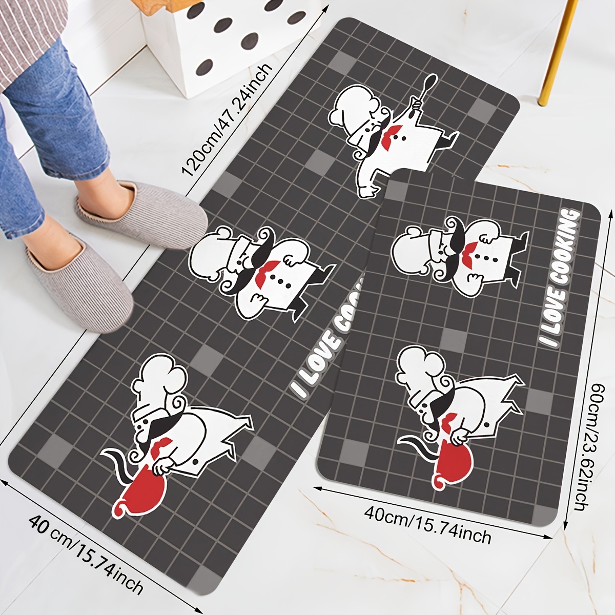 1pc Slogan Graphic Kitchen Rug, Retro Polyester Anti-slip Kitchen Mat For  Kitchen