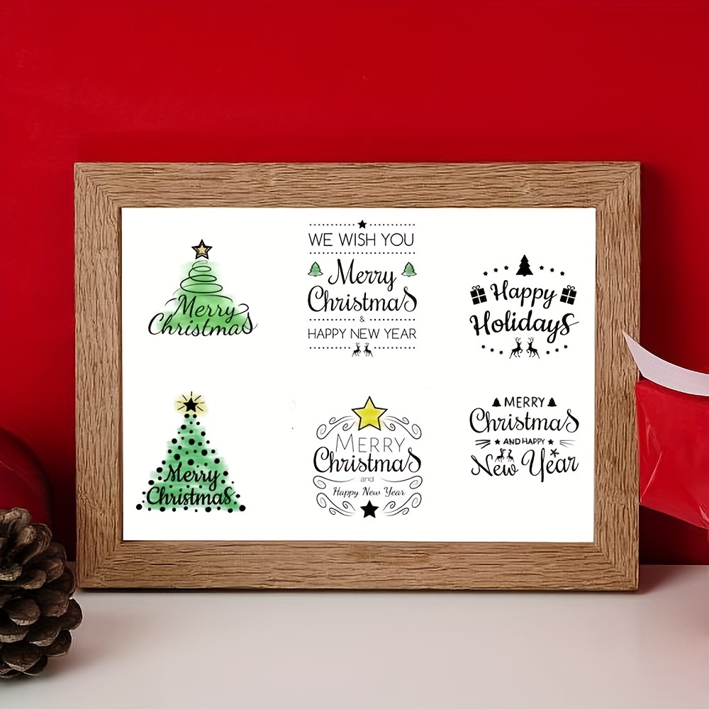 Christmas Tree Greeting Words Clear Stamps For Card Making - Temu