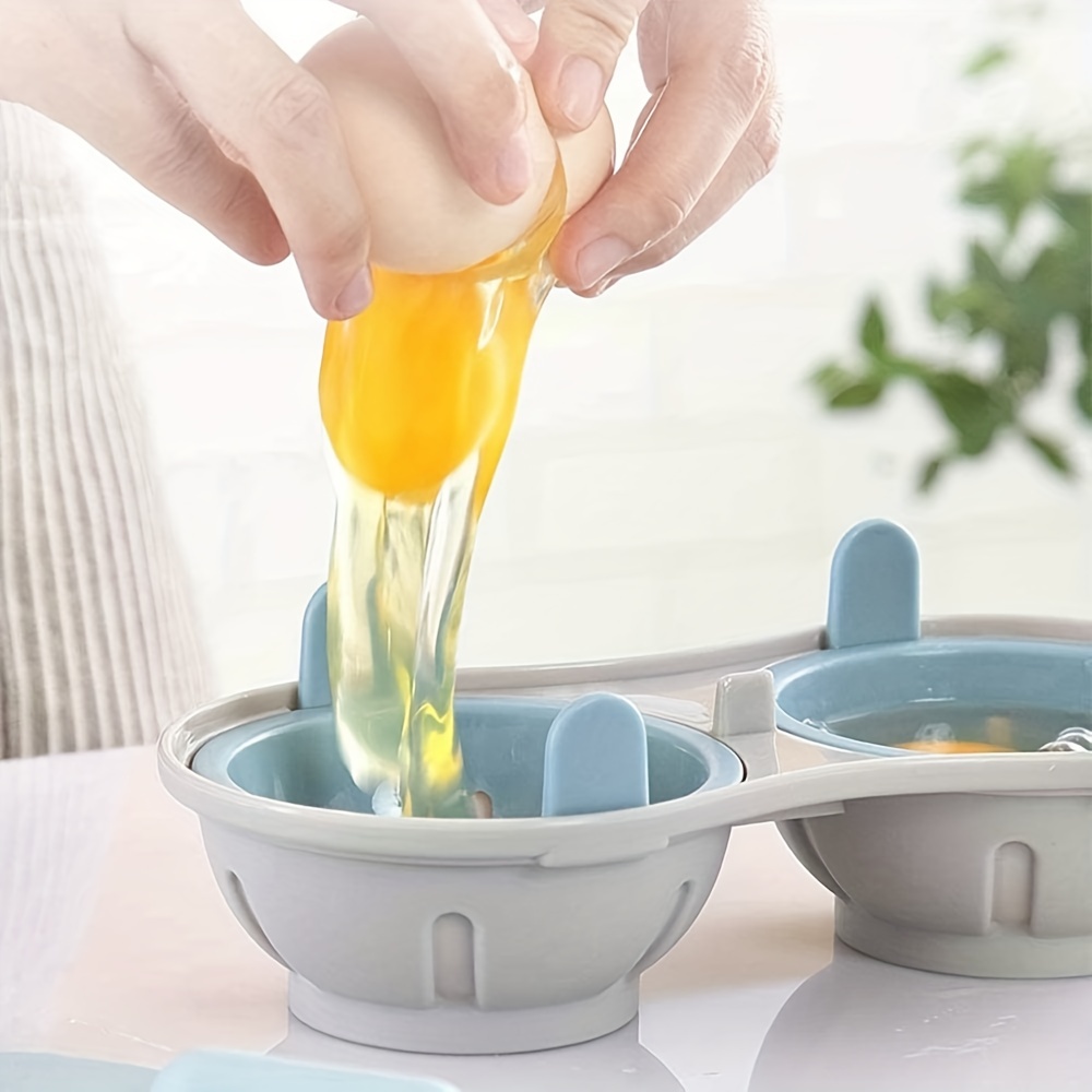 Egg Poacher Microwave Egg Cooker, 2 Cavity Edible Silicone Double Drain  Poached Egg Cups, Microwave Egg Poacher Kitchen Cooking Gadgets