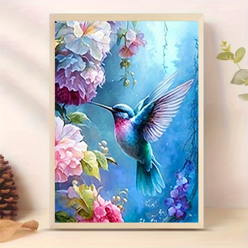 Hummingbird On Flowers Pattern Rhinestones Diamond Painting - Temu