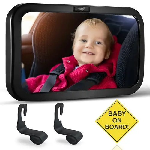 Baby-autospiegel, Autokamera Für Den Rücksitz Des Autos,  5-zoll-autospiegel-display Mit 1080p Hd-nachtsichtfunktion,  Wiederverwendbare Saugnapfhalterung, Weite Sicht, Einfache Beobachtung Der  Bewegungen Des Babys, Reisesicherheitsset Für Neugeborene
