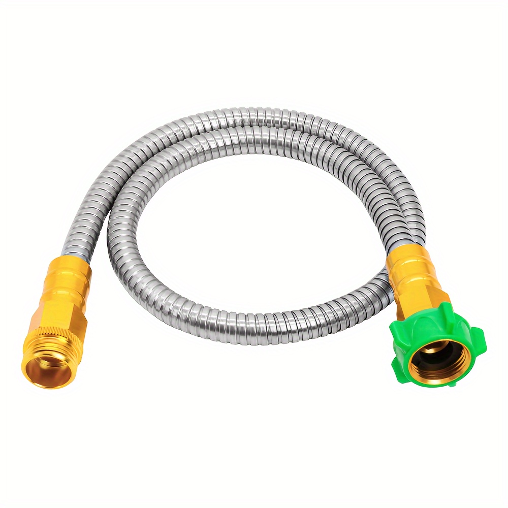 1pc Garden Hose Heavy Duty 304 Stainless Steel Hose With 3/4 Solid Aluminum  Connector, Garden