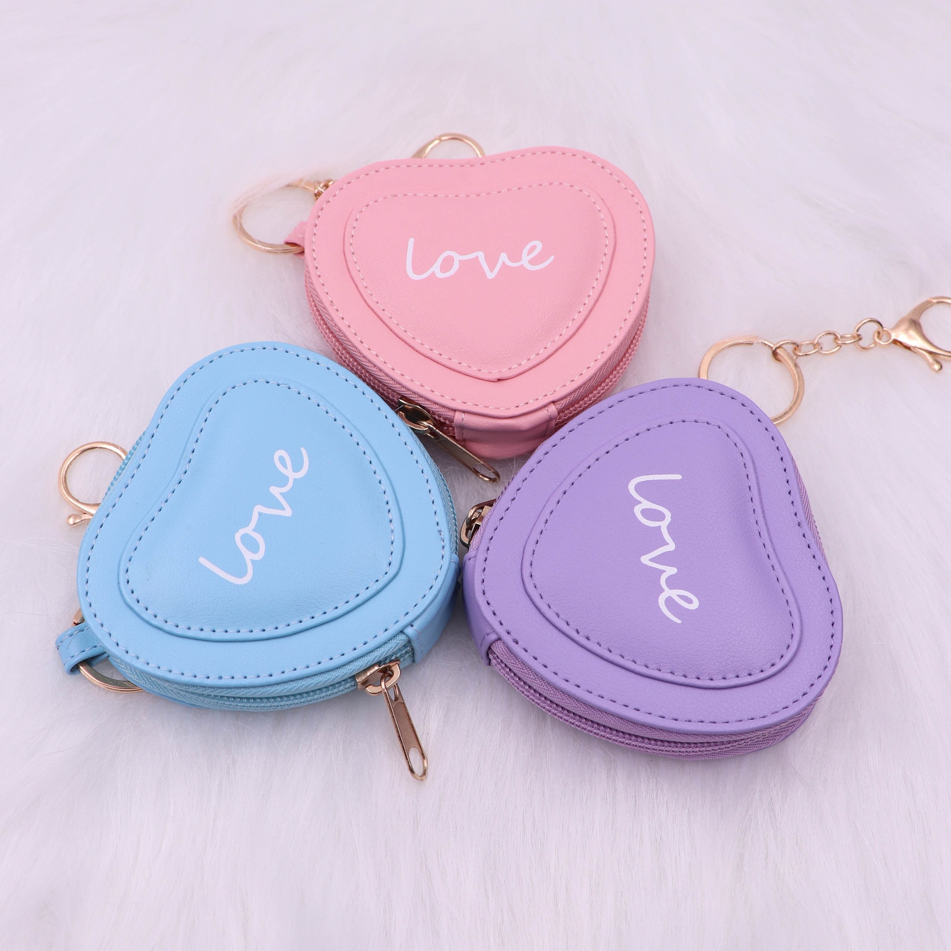 Heart Shape Letter Coin Purse For Girls Cute Mini Pu Leather Coin Purse  Keychain - Temu Japan