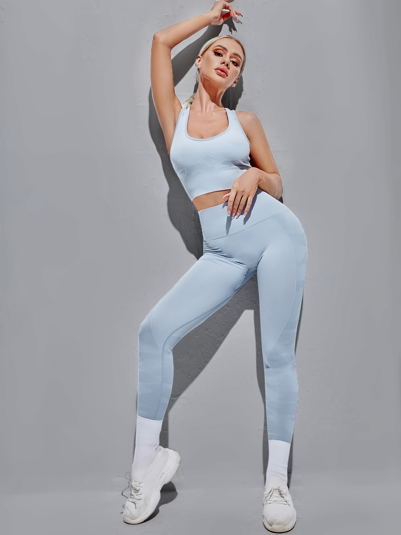 Women's Yoga Fitness Set Cami Print Sports Suit U neck - Temu