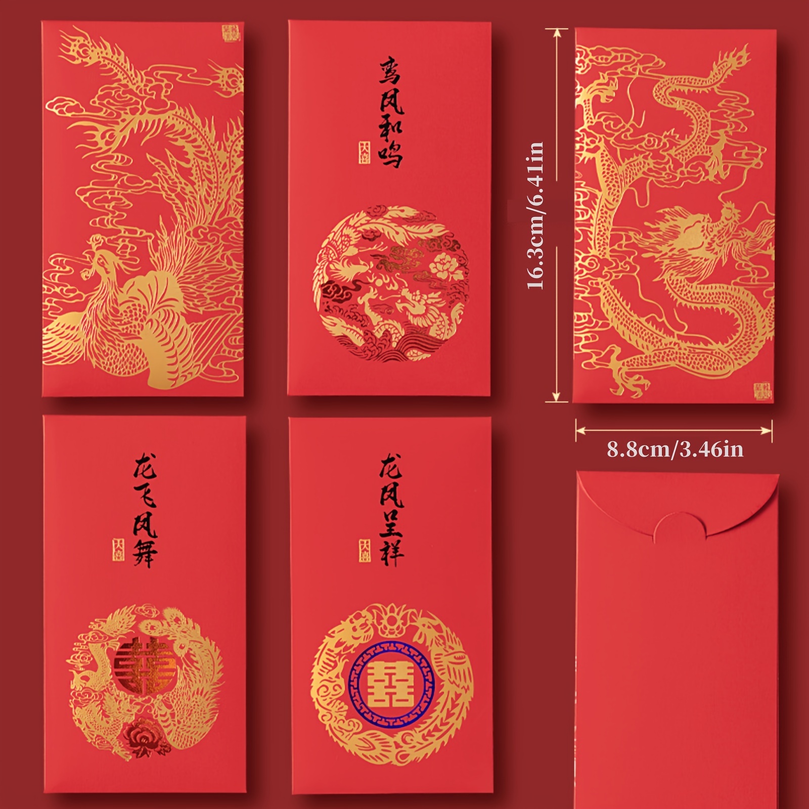 2023 Design Custom New Year Elegant Red Envelopes for Wedding