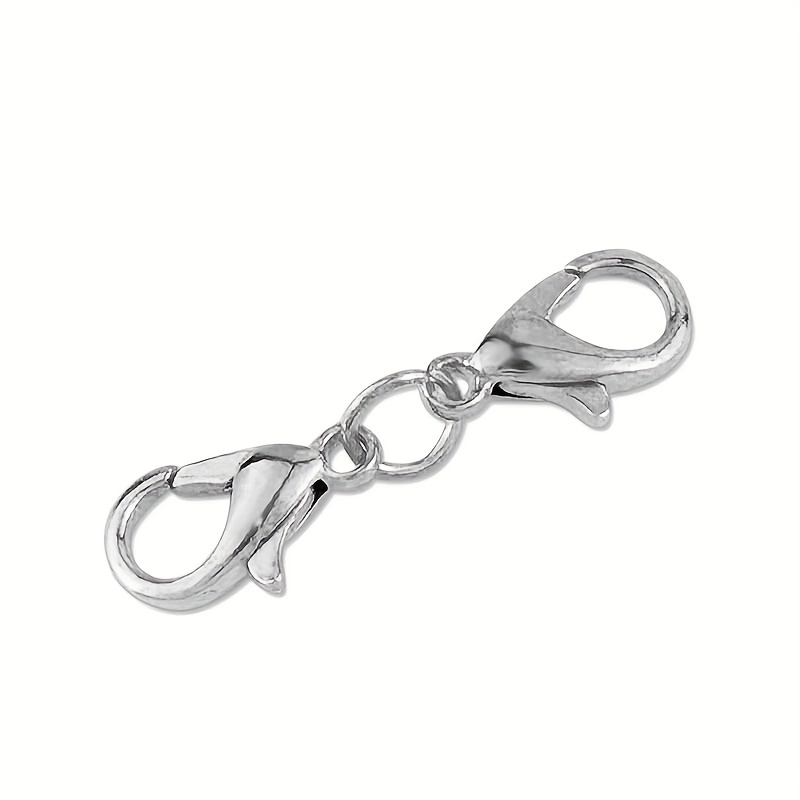 Double Lobster Clasp Extender Double Claw Connector Silver Bracelet Extension Clasp Small Bracelet Extender Necklace Shortener Clasp for DIY Jewelry