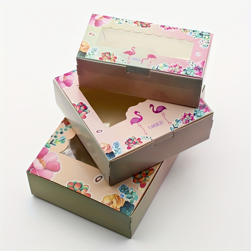 

5pcs, Pink Flamingo, Window Opening Paper Box, Wedding Gift Packaging Box, Packaging Box, Candy Box, Chocolate Packaging Box, Party Favors, Birthday Decor, Wedding Decoration, Party Supplies