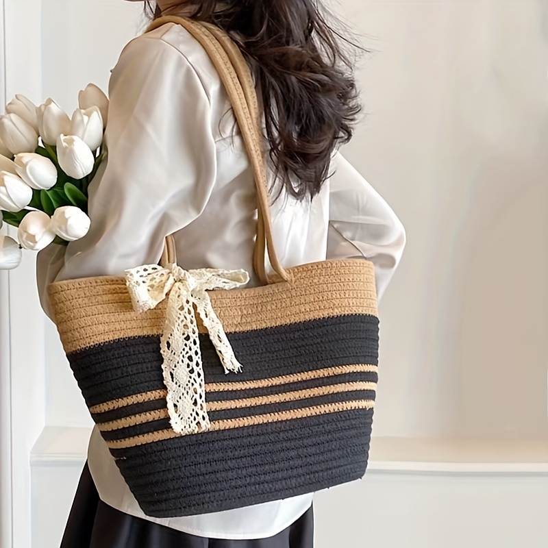 Straw bag best sale with floral scarf