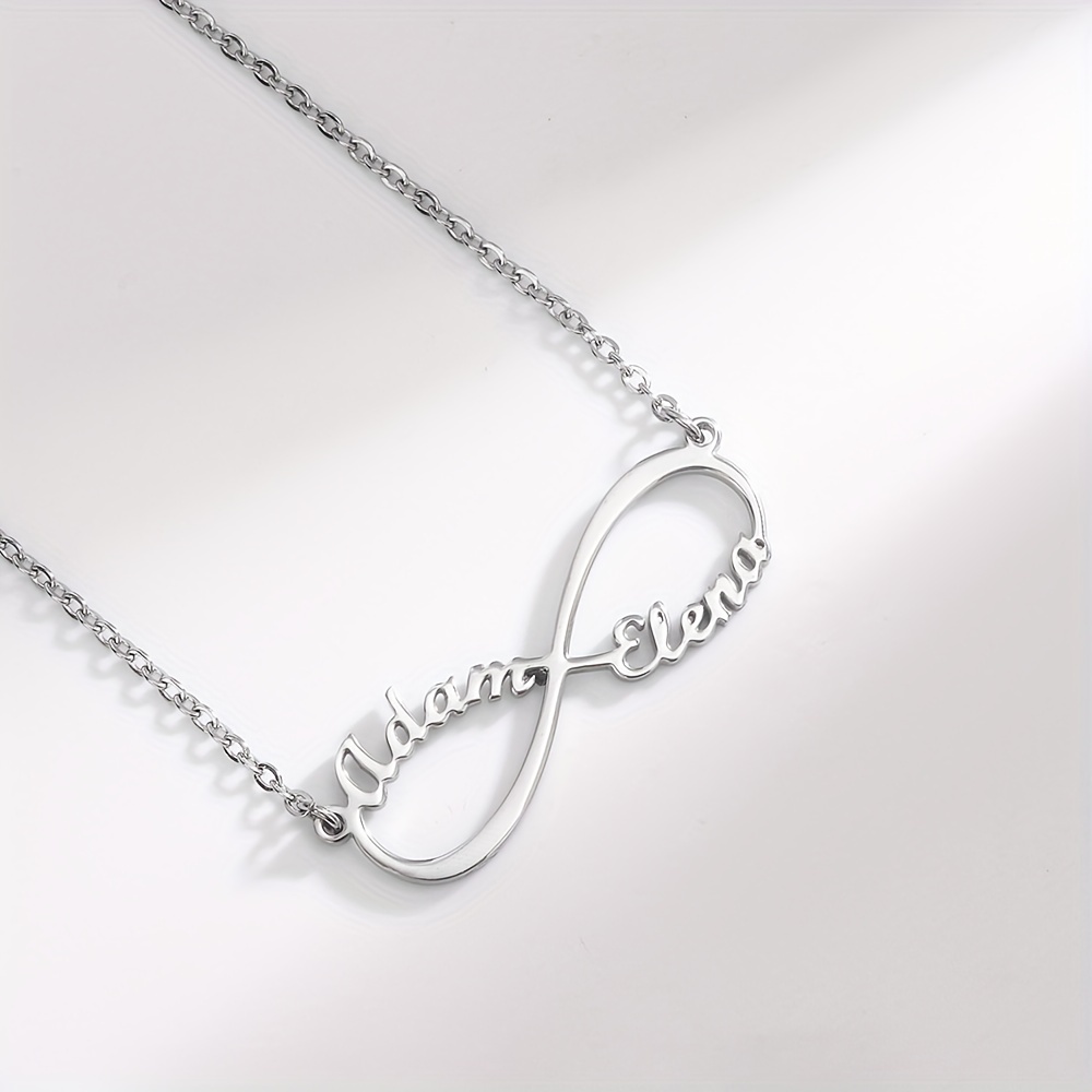 Custom Infinite Love Necklace with 2 Names & Sign, 5 Fonts
