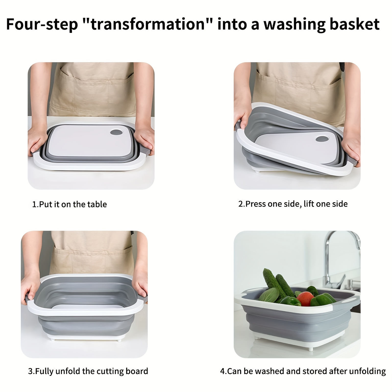 1 foldable vegetable washing basket, press on drainage basket