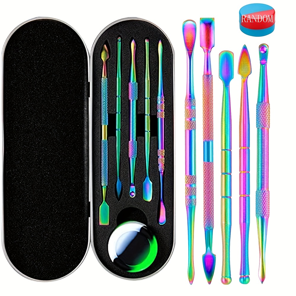 Rainbow Stainless Steel Dab Tool Kit with Silicone Jar