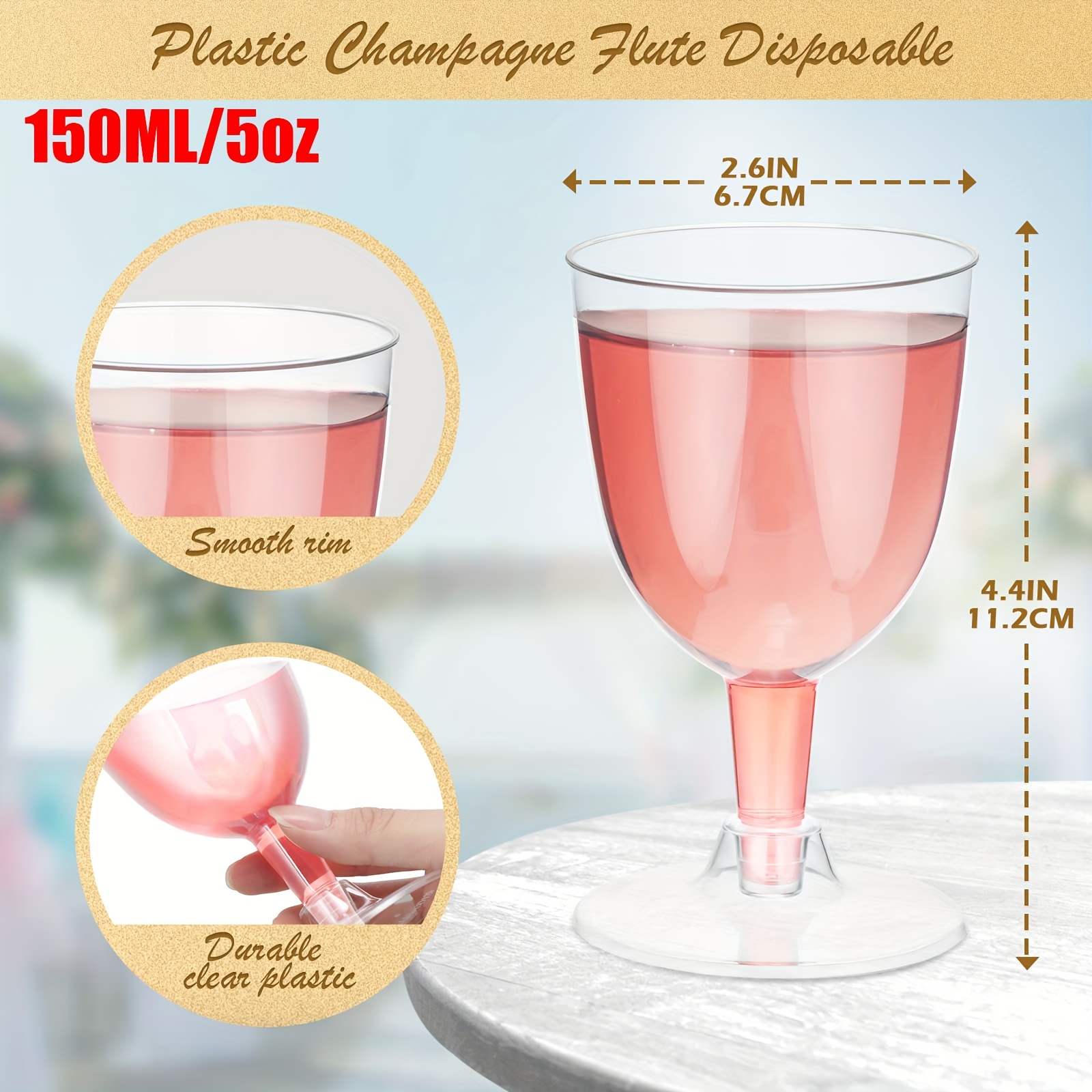 Clear Plastic Wine Glass Shatterproof Wine Goblet Disposable Reusable Cups  For Champagne, Dessert, Food Samples, Catering, Weddings Dessert Cups - Temu