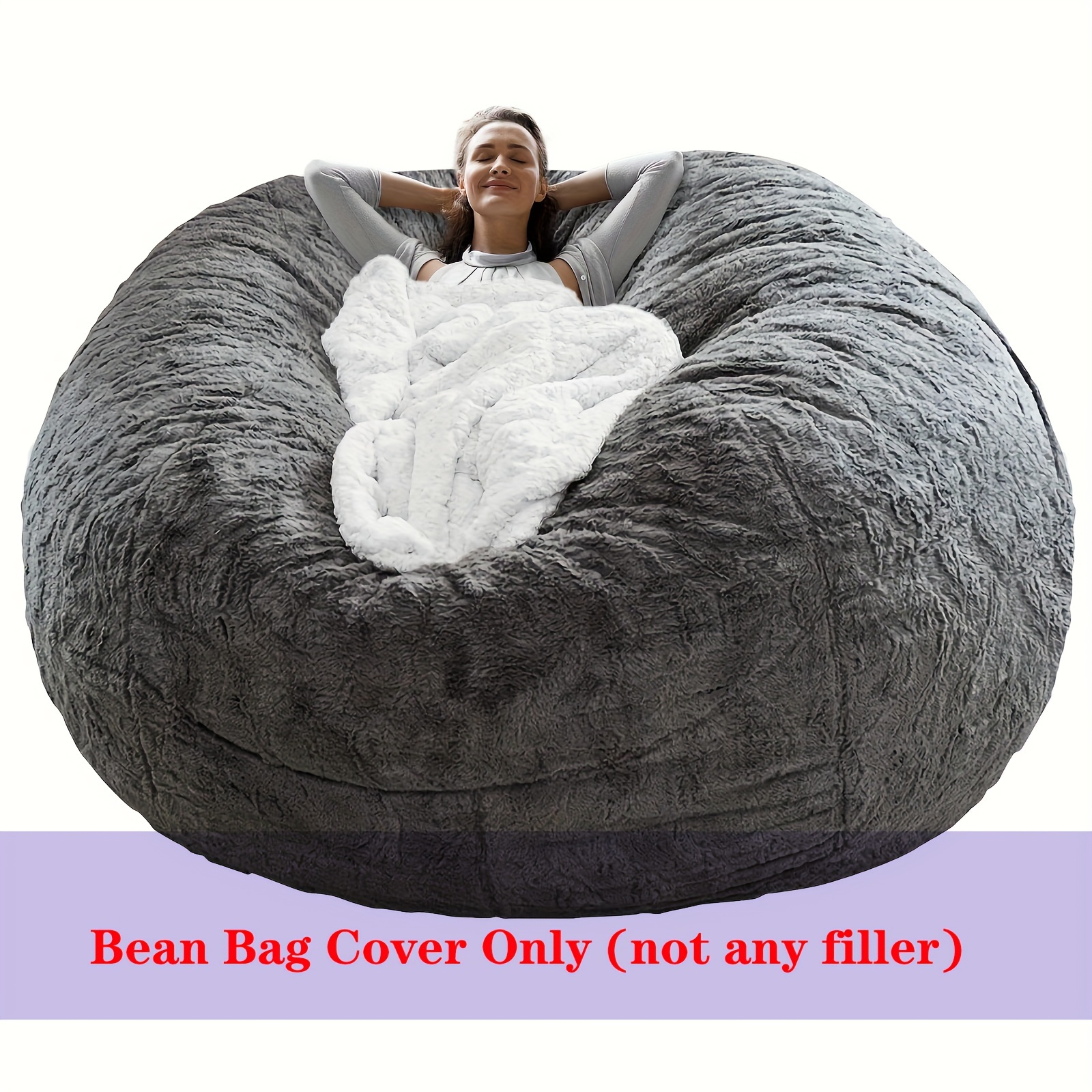 Bean Bag Cover (without Filling) Dark Brown Circular Soft - Temu