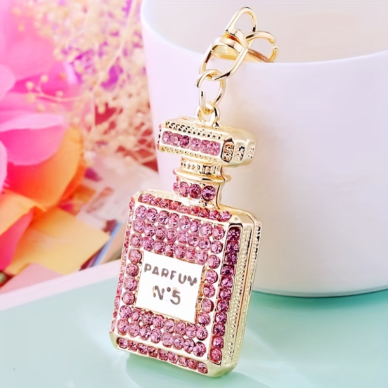 Ladies Rhinestone Perfume Bottle Car Key Chain, Key Chain Female Metal Bag Pendant Pendant Key Ring, Key Ring, Fine Door Number Pendant, Fine Jewelry, Mother's Day Gift