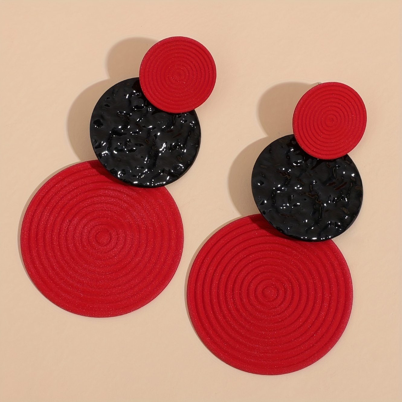 Geometric Round Dangle Earrings Unique Statement