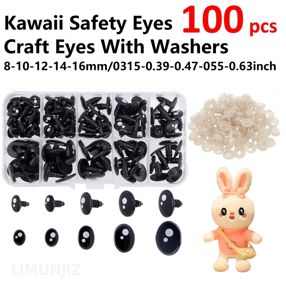20pcs Size 14mm 16mm 18mm 23mm 28mm Cartoon Funny Clear Safety Eyes With  Washer Round Cross Eyes DIY Amigurumi Plush Animal Making 