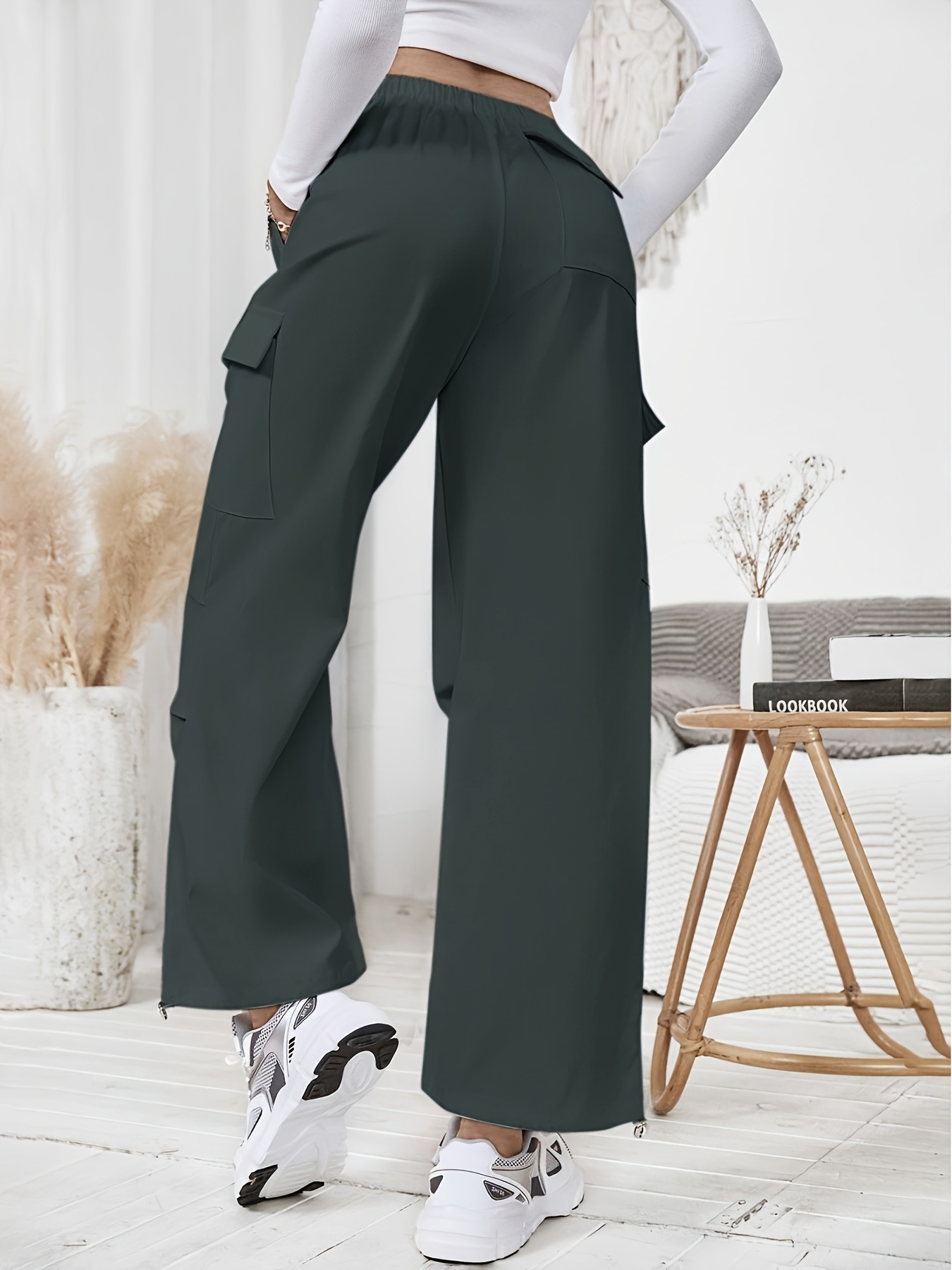 Yeshape Women's Cotton Low-Rise Cargo Pants with 5 Pockets/Baggy Wide Leg  Y2K & Street Style in 2023