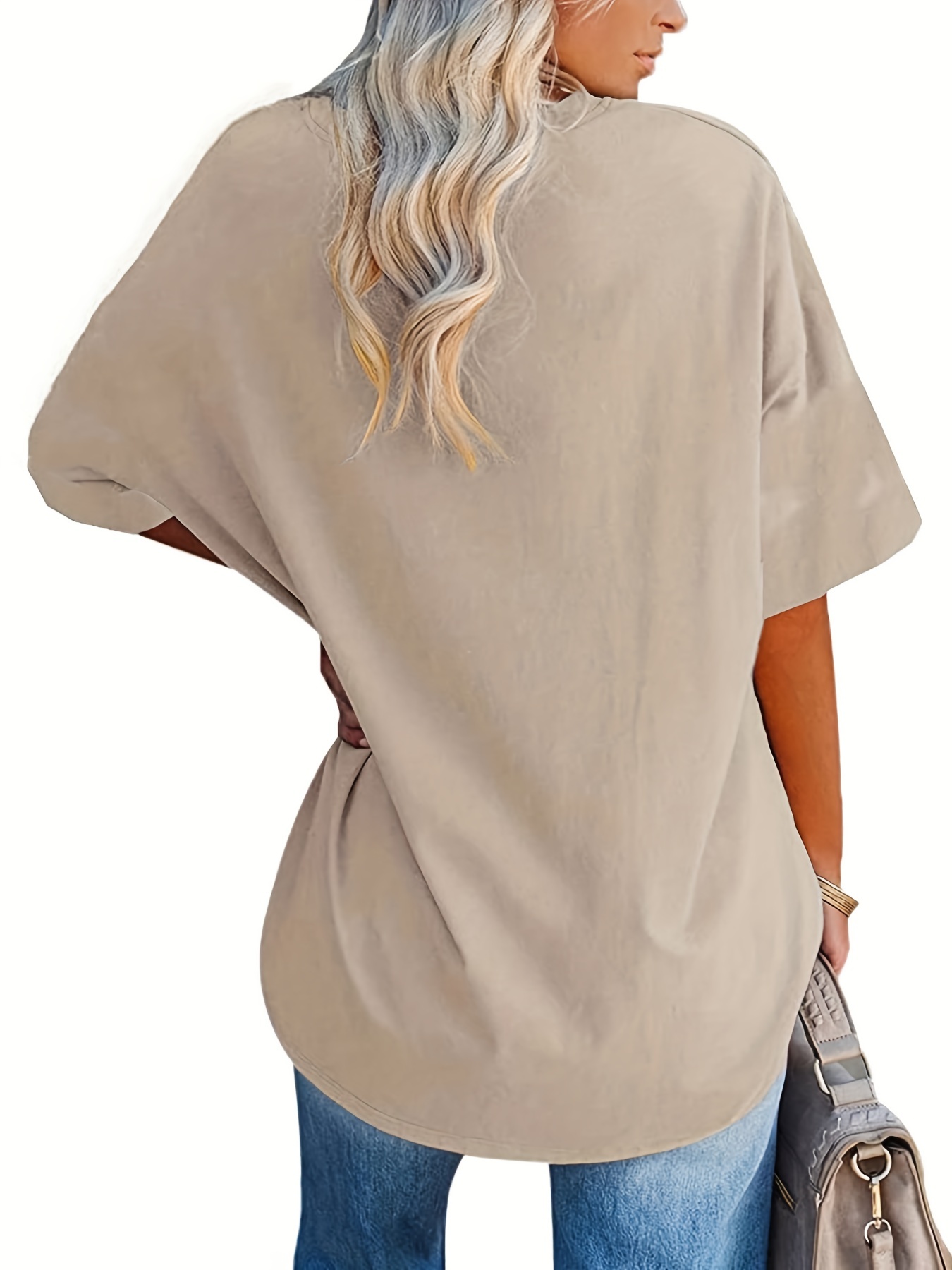 Plus Size Basic T-shirt, Women's Plus Plain Short Sleeve Round Neck Medium Stretch T-shirt