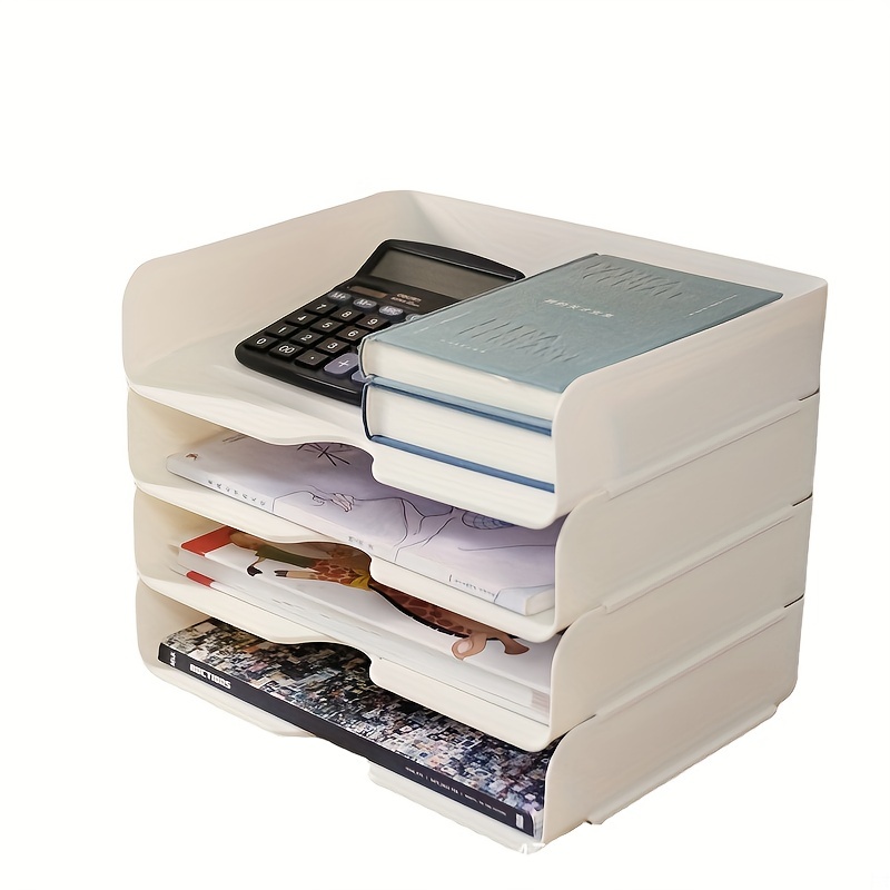 JAM PAPER Bandejas de papel apilables, color blanco, bandeja organizadora  de documentos de escritorio, cartas y archivos, 2 unidades