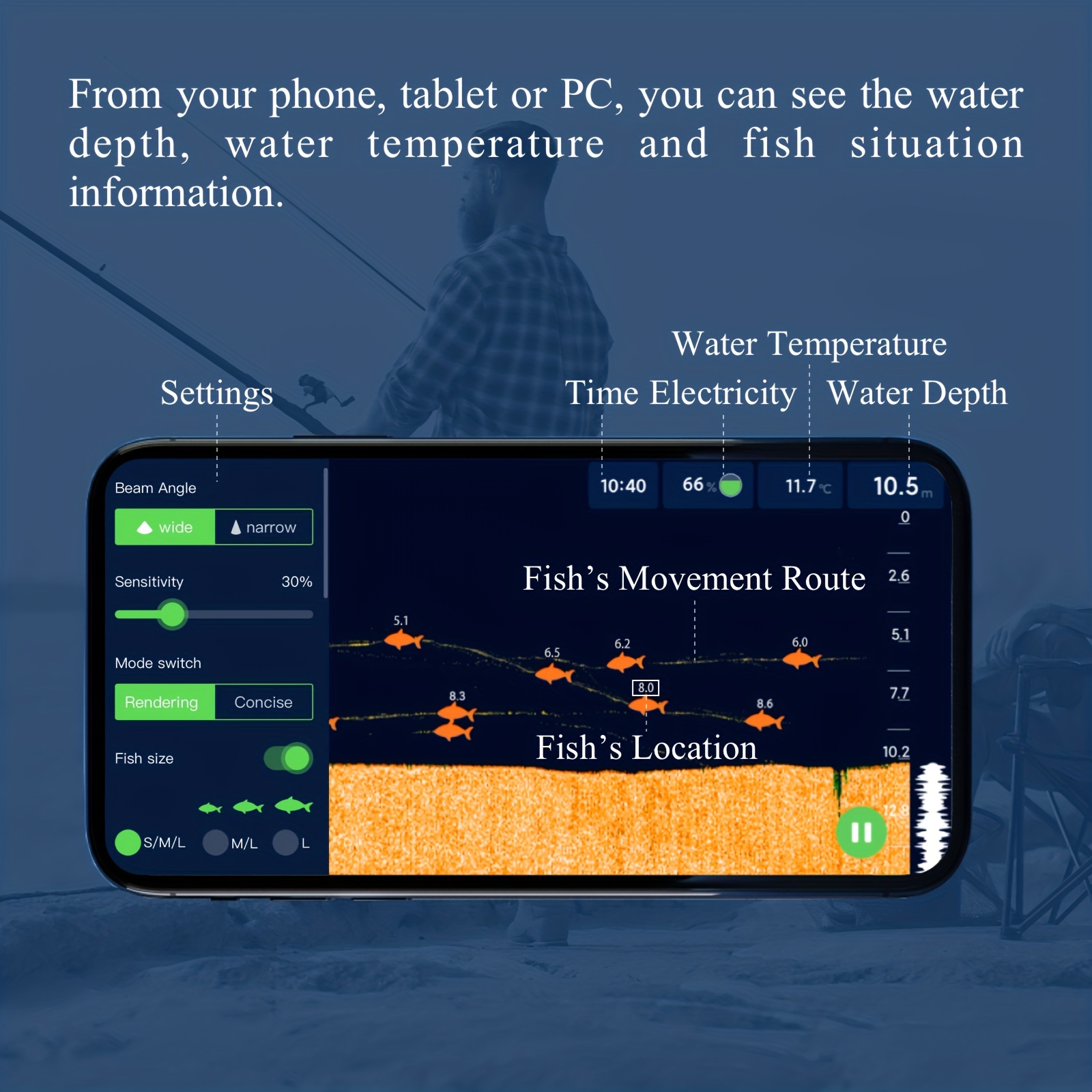 Smart Fish Finder Sonar: Portable Depth Finder Fish Finder - Temu