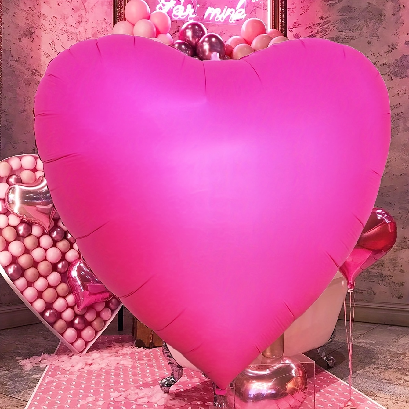 1pc, 60 Pulgadas Globos En Forma De Corazón * En Forma De Corazón Rojo/rosa  Enormes, Globos De Aluminio Jumbo DIY En Forma De Corazón Con Helio