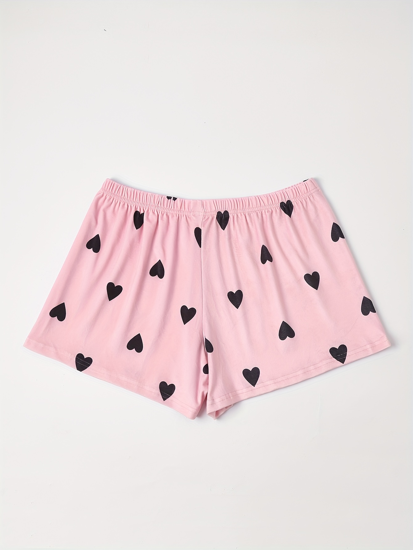 Heart Print Fluffy Loungewear Shorts