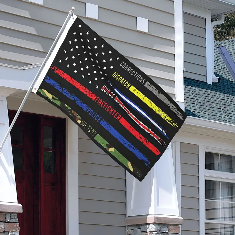 1pc multi line american flag vivid color fade proof canvas header and double stitched double print flags 2x3ft 3x5ft details 1