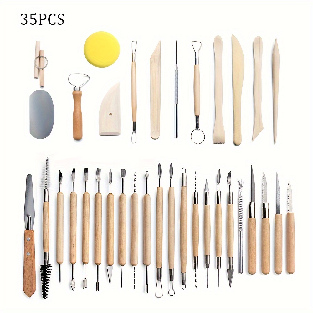 Clay Sculpting Tools Pottery Carving Tool Set - Includes Clay