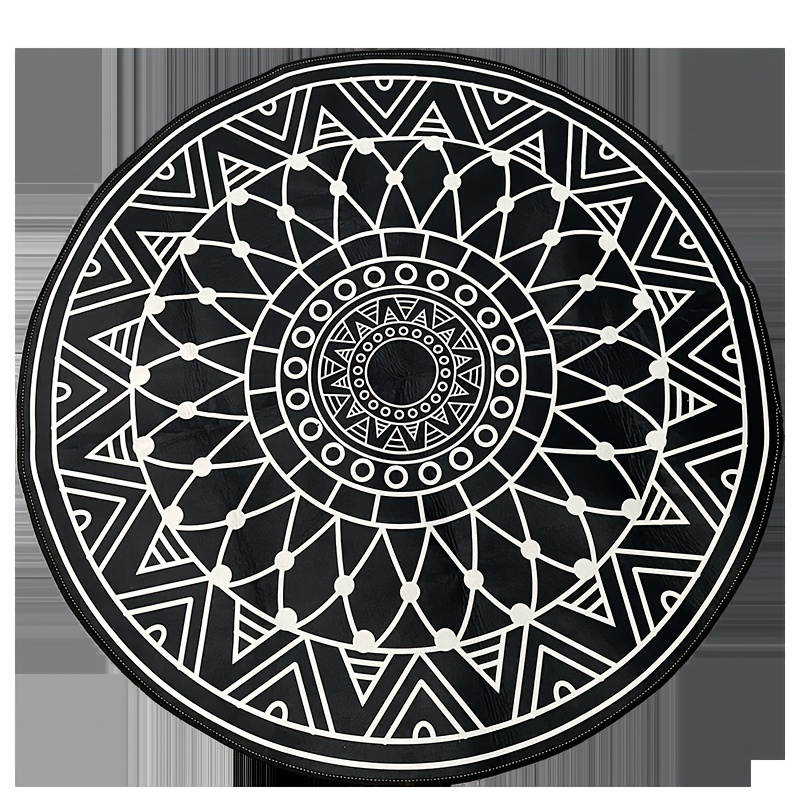 Retro Flowers Large Area Circular Carpet