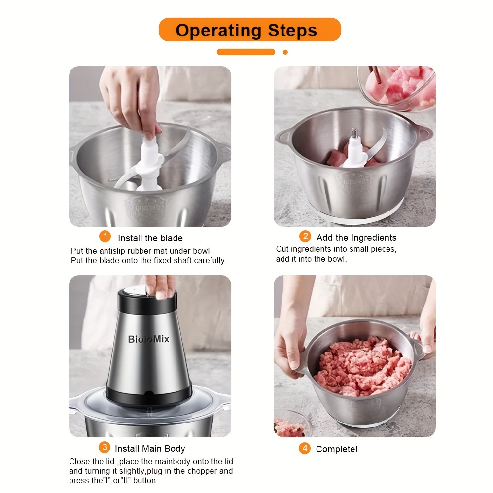 500w Stainless Steel Meat Grinder Chopper Electric Automatic Mincing  Machine Household Food Processor