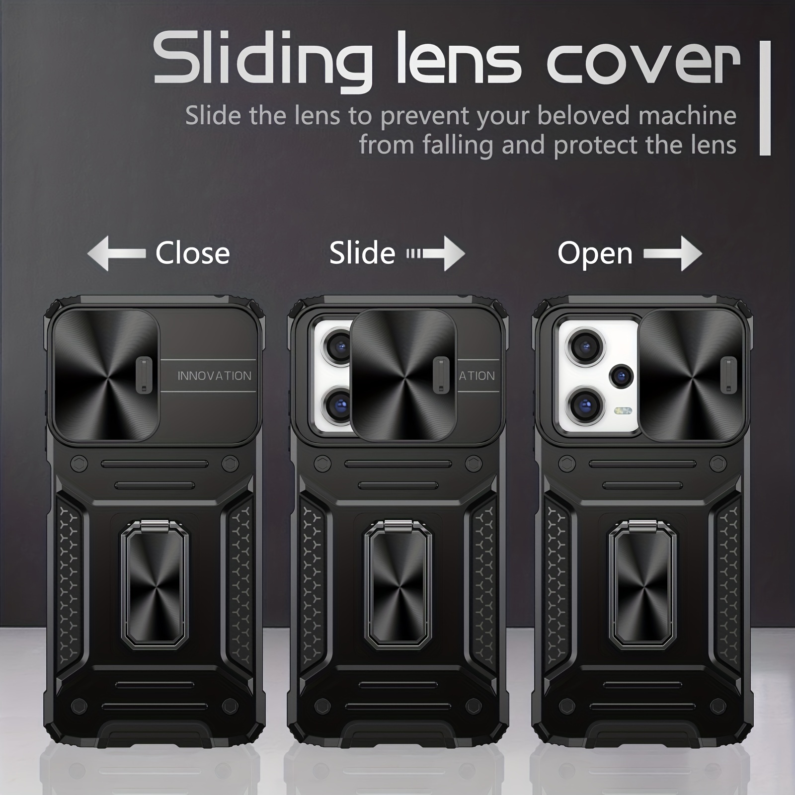 Slide LEns Armor Funda for Redmi Note 12S 12 13 13C 4G Case for Xiaomi  Redmi Note 13 POCO X6 Pro M4 5G M5 Case Ring Holder Cover