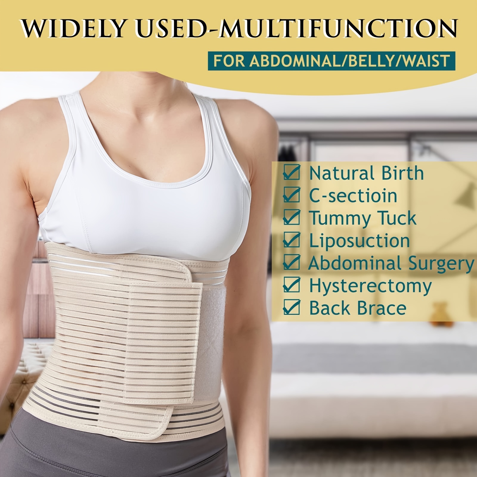  3 in 1 Postpartum Belly Band - Postpartum Belly Support  Recovery Wrap, After Birth Brace, Slimming Girdles, Body Shaper Waist  Shapewear, Post Surgery Pregnancy Belly Support Band (S/M, Beige) : Health